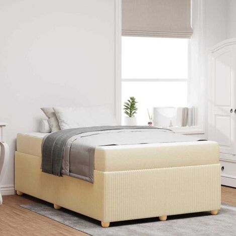 vidaXL Struttura letto con materasso Crema 120 x 190 cm Tessuto