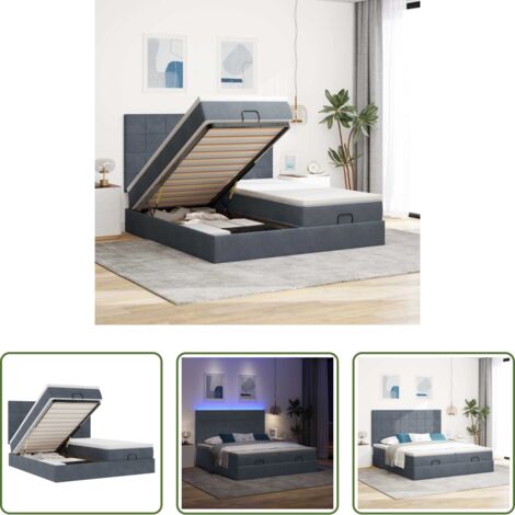 vidaXL Struttura letto con stoccaggio -  Struttura Letto Pouf con Materassi 200x200 cm Velluto