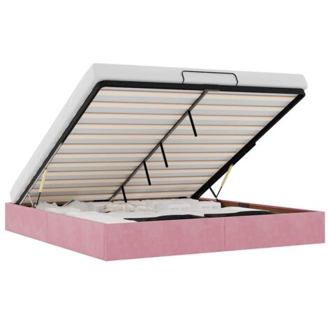 vidaXL Struttura Letto Pouf senza Materasso Rosa 200x200 cm in Velluto