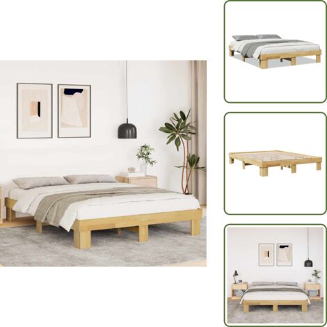 vidaXL Struttura Letto Senza Materasso 140x190 cm in Legno di Rovere