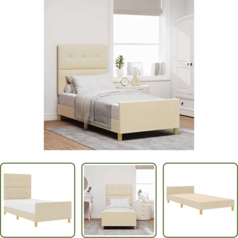vidaXL Struttura letto -  Struttura del letto con testiera Crema 80 x 200 cm Tessuto