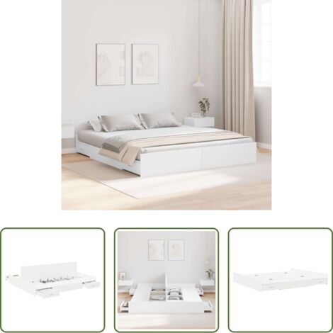 vidaXL Struttura letto -  Struttura letto con contenitore Bianco 200 x 200 cm