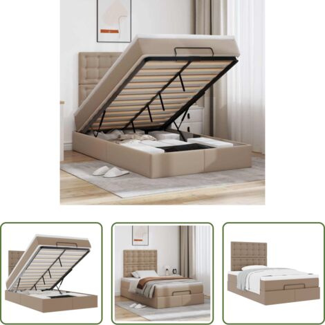 vidaXL Struttura letto -  Struttura Letto Pouf con Materasso 120x200 cm Similpelle