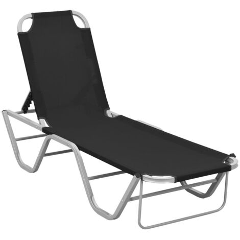 vidaXL Sun Lounger Aluminium and Textilene Black