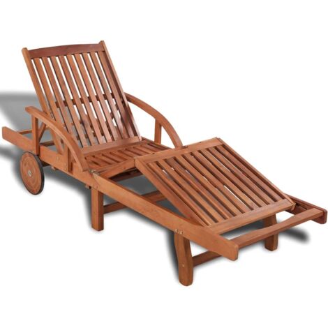 vidaXL Sun Lounger with Table Solid Acacia Wood - Brown