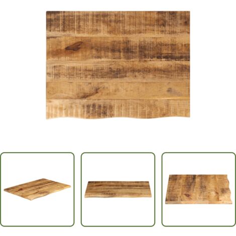 vidaXL Superficie de mesa -  Tablero de mesa borde natural madera maciza mango 80x60x2,5 cm