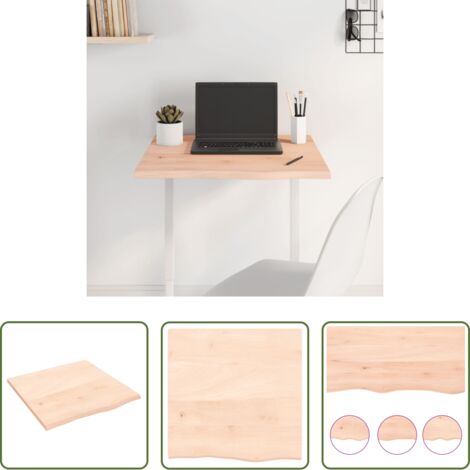 vidaXL Superficie de mesa -  Tablero de mesa madera maciza de roble sin tratar 60x60x2 cm