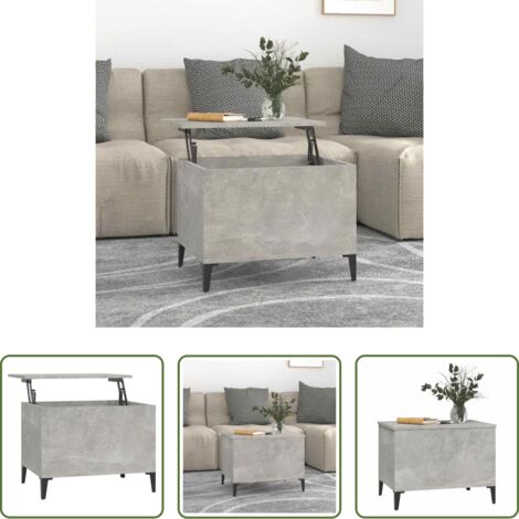 vidaXL Superficie elevable -  Mesa de centro madera contrachapada gris hormigón 60x44,5x45 cm