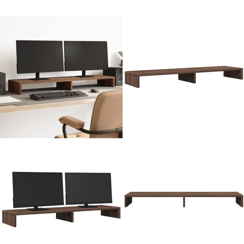 vidaXL Support de moniteur chêne marron 100x27x10 cm bois d'ingénierie