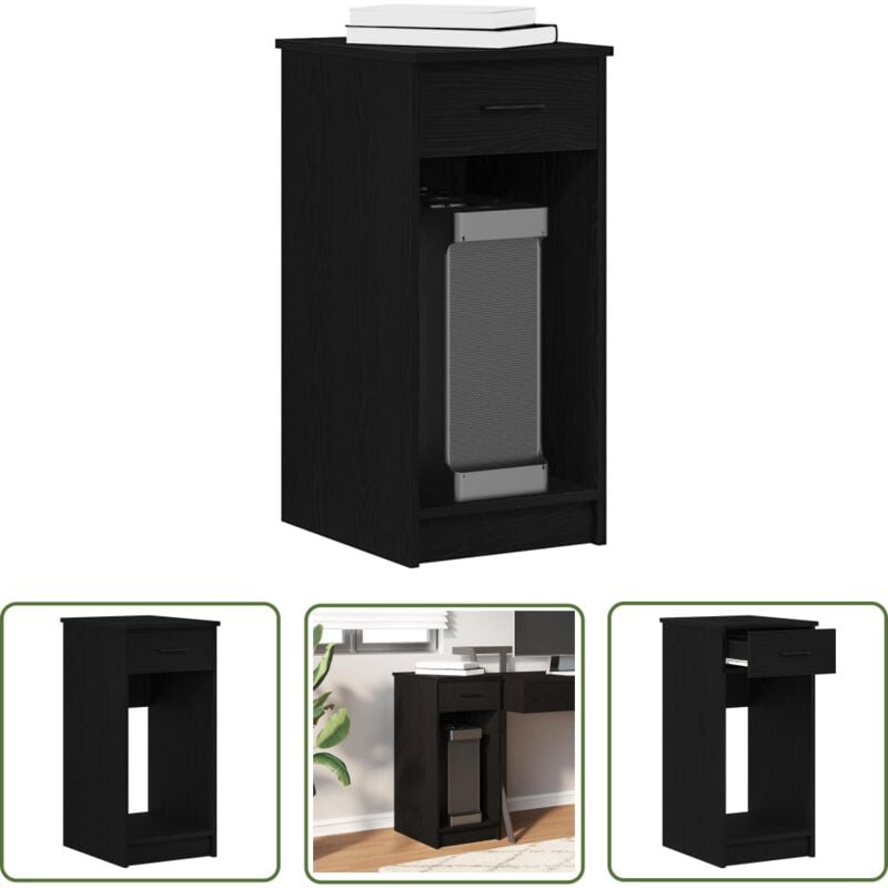 vidaXL Support de tour d'ordinateur avec tiroir noir 35x45x77 cm