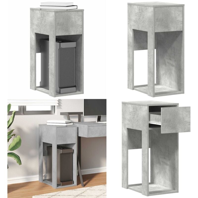 Vidaxl - Support de tour d'ordinateur et tiroir gris béton 30x44x74 cm