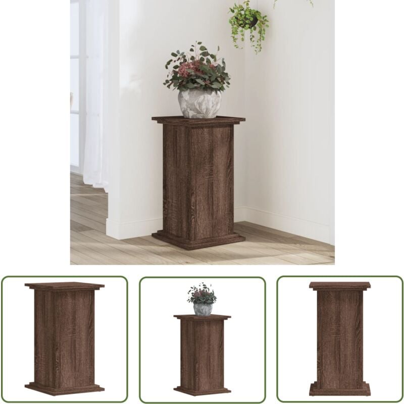 The Living Store - vidaXL Support pour plantes chêne marron 33x33x60 cm bois d'ingénierie