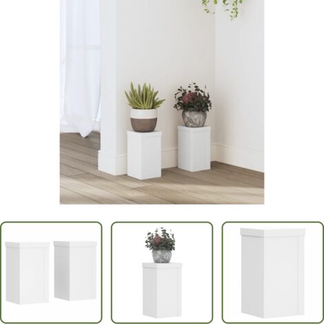 vidaXL Supporti in legno -  Supporti per Piante 2 pz Bianchi 10x10x18 cm Legno Multistrato