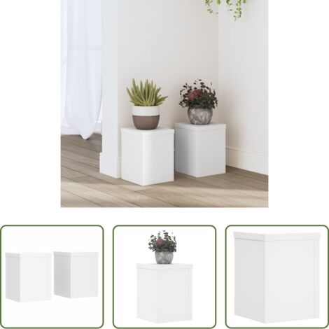 vidaXL Supporti in legno -  Supporti per Piante 2 pz Bianchi 15x15x20 cm Legno Multistrato