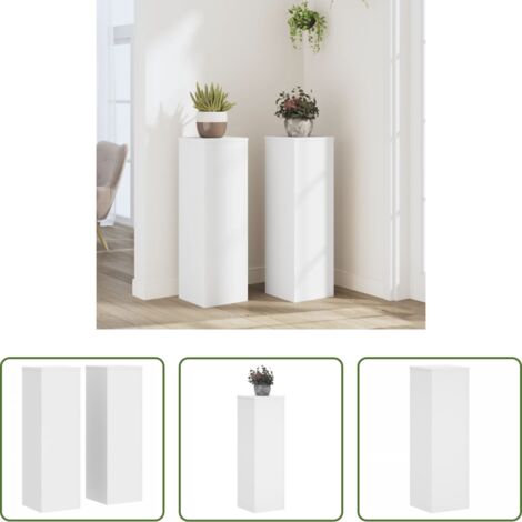 vidaXL Supporti in legno -  Supporti per Piante 2 pz Bianchi 25x25x80 cm Legno Multistrato