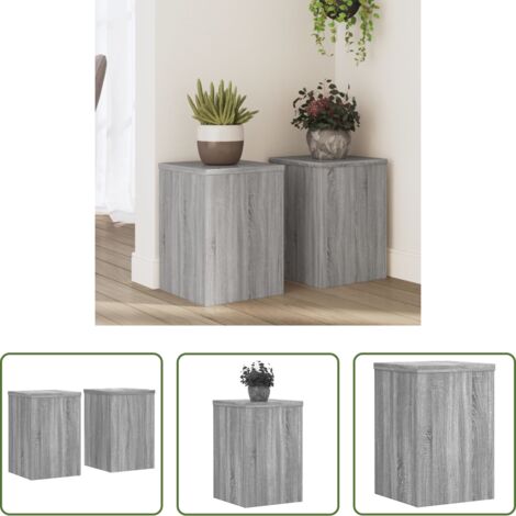 vidaXL Supporti in legno -  Supporti per Piante 2 pz Grigio 25x25x35 cm in Multistrato