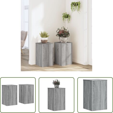 vidaXL Supporti in legno -  Supporti per Piante 2 pz Grigio 30x30x50 cm in Multistrato