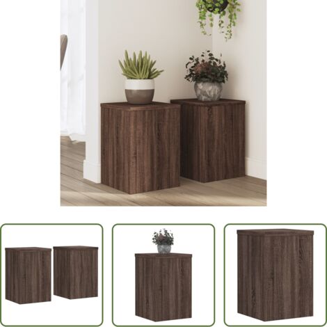 vidaXL Supporti in legno -  Supporti per Piante 2 pz Marrone 25x25x35 cm Legno Multistrato