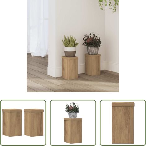 vidaXL Supporti in legno -  Supporti per Piante 2 pz Rovere 10x10x18 cm in Multistrato