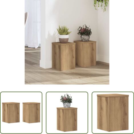 vidaXL Supporti in legno -  Supporti per Piante 2 pz Rovere 20x20x30 cm in Multistrato