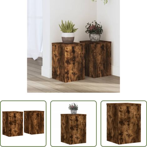 vidaXL Supporti in legno -  Supporti per Piante 2 pz Rovere 20x20x30 cm Legno Multistrato