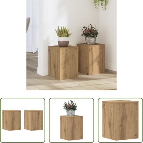 vidaXL Supporti in legno -  Supporti per Piante 2 pz Rovere 25x25x35 cm in Multistrato