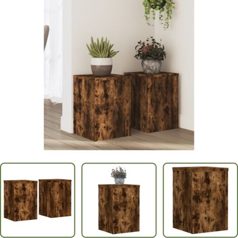 vidaXL Supporti in legno -  Supporti per Piante 2 pz Rovere 25x25x35 cm Legno Multistrato