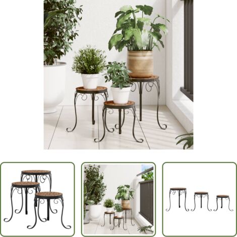 vidaXL Supporti per fioriere -  Supporti per Piante 3 pz Terracotta in Ceramica