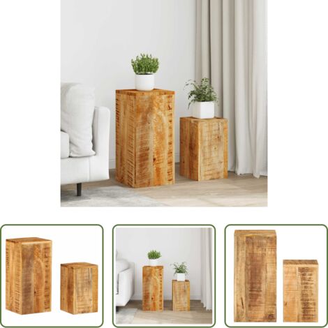 vidaXL Supporti per piante decorativi -  Supporti per Piante 2 pz in Legno Massello di Mango