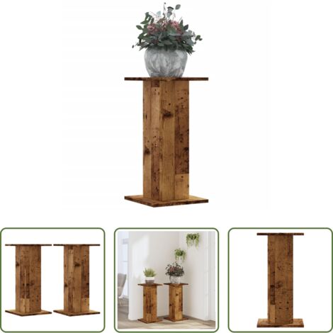 vidaXL Supporti per piante decorativi -  Supporti per Piante 2 pz Legno Vecchio 30x30x60 cm Truciolato