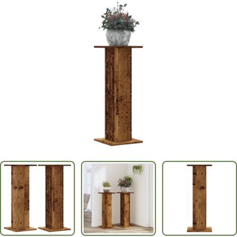 vidaXL Supporti per piante decorativi -  Supporti per Piante 2 pz Legno Vecchio 30x30x80 cm Truciolato