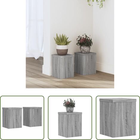 vidaXL Supporti per piante in legno -  Supporti per Piante 2 pz Grigio 15x15x20 cm in Multistrato