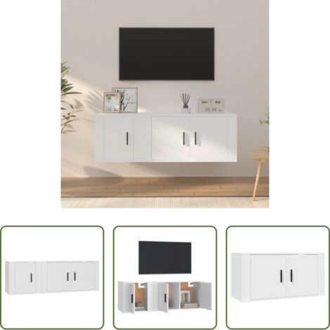 vidaXL Supporti per TV -  Set di Mobili Porta TV 2 pz Bianco in Legno Multistrato