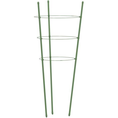 vidaXL Supporti Piante da Giardino con 3 Anelli 5pz Verde 45cm Acciaio
