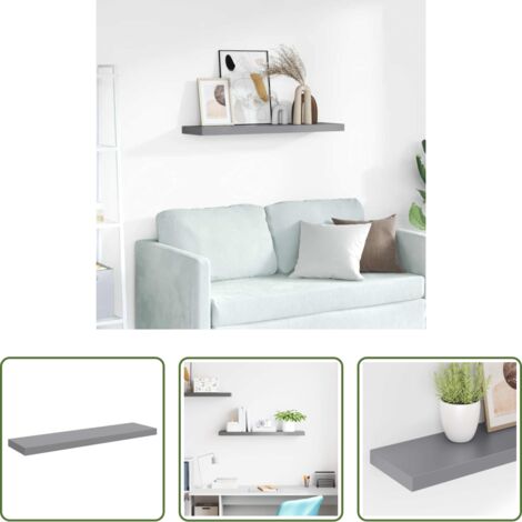 vidaXL Supporto a parete -  Scaffale a Parete Grigio 90x23,5x3,8 cm in MDF