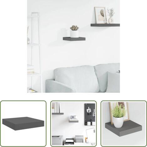 vidaXL Supporto a parete -  Scaffale a Parete Grigio Lucido 23x23,5x3,8 cm in MDF