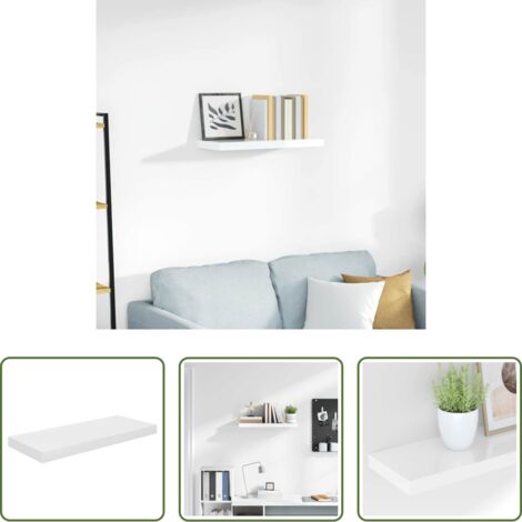 vidaXL Supporto espositivo -  Scaffale a Parete Bianco Lucido 60x23,5x3,8 cm in MDF