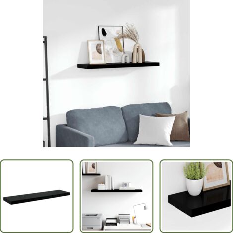 vidaXL Supporto espositivo -  Scaffale a Parete Grigio Lucido 90x23,5x3,8 cm in MDF