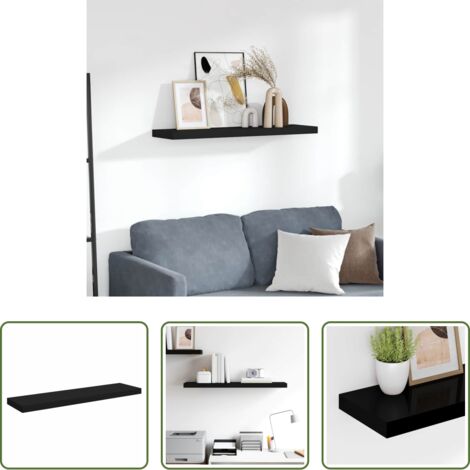 vidaXL Supporto espositivo -  Scaffale a Parete Nero 90x23,5x3,8 cm in MDF