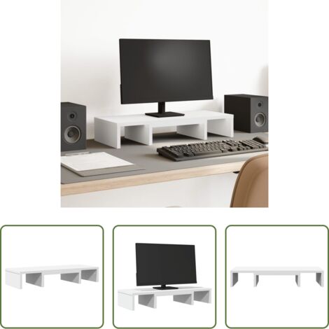 vidaXL Supporto monitor in truciolato -  Supporto Monitor Regolabile Bianco 60x24x10,5 cm in Truciolato