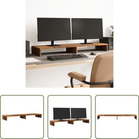 vidaXL Supporto monitor in truciolato -  Supporto per Monitor Legno Vecchio 100x27x10 cm in Truciolato