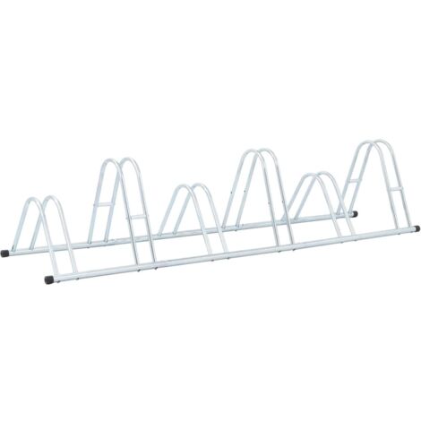 vidaXL Supporto per 6 Bici da Pavimento Autoportante Acciaio Zincato