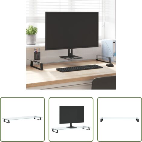 vidaXL Supporto per computer -  Supporto per Monitor Nero 100x35x8cm Vetro Temperato e Metallo