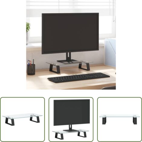 vidaXL Supporto per computer -  Supporto per Monitor Nero 40x20x8cm Vetro Temperato e Metallo