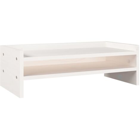 vidaXL Supporto per Monitor Bianco 50x24x16 cm Legno Massello di Pino