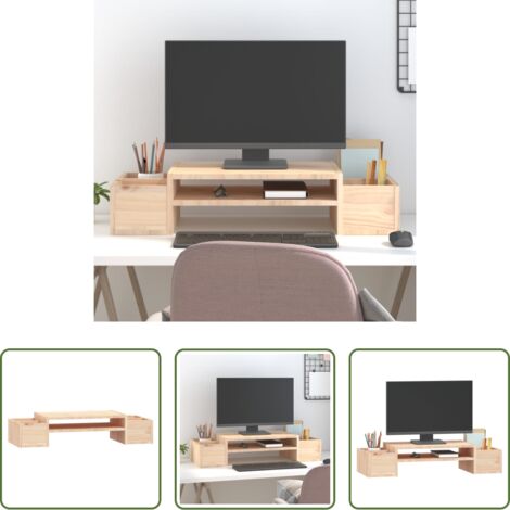 vidaXL Supporto per monitor -  Supporto per Monitor 70x27,5x15cm in Legno Massello di Pino