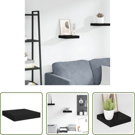 vidaXL Supporto per oggetti -  Scaffale a Parete Nero 23x23,5x3,8 cm in MDF