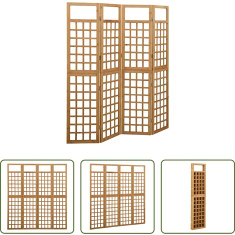 vidaXL Supporto per piante -  Divisorio a 4 Pannelli in Legno Massello di Abete 161x180 cm