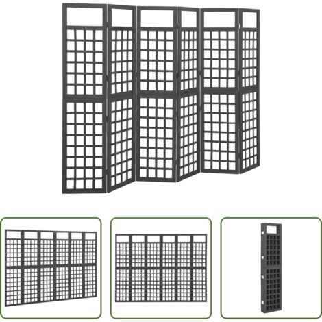 vidaXL Supporto per piante -  Divisorio a 6 Pannelli in Legno di Abete Nero 242,5x180 cm