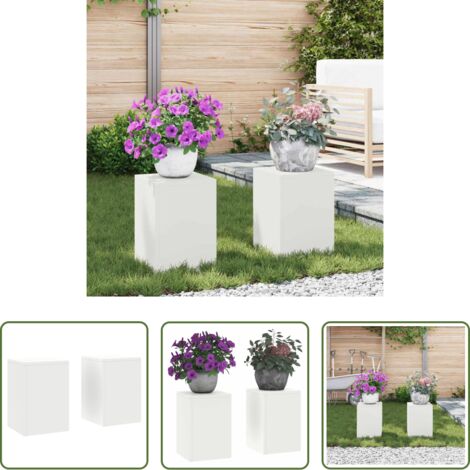 vidaXL Supporto per piante esterni -  Supporto per piante 2 pcs Bianco 24 x 24 x 35 cm Acciaio